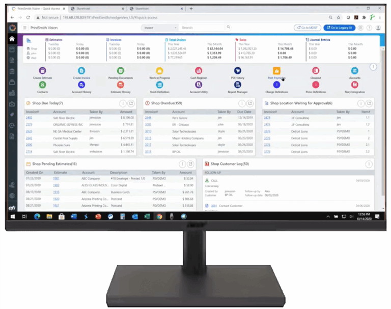 A Computer Screen with PrintSmith On It